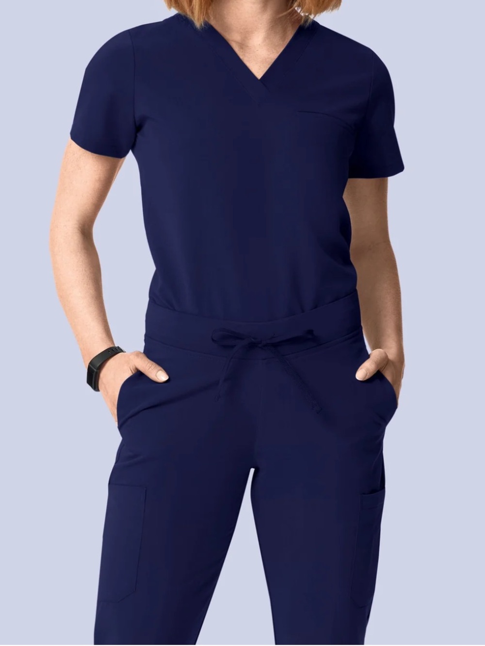 NWT Mandala Women’s Navy Scrubs - 1 Pocket Top & High Waist Jogger Sz M